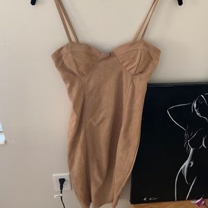 boutique suede beige bodycon dress